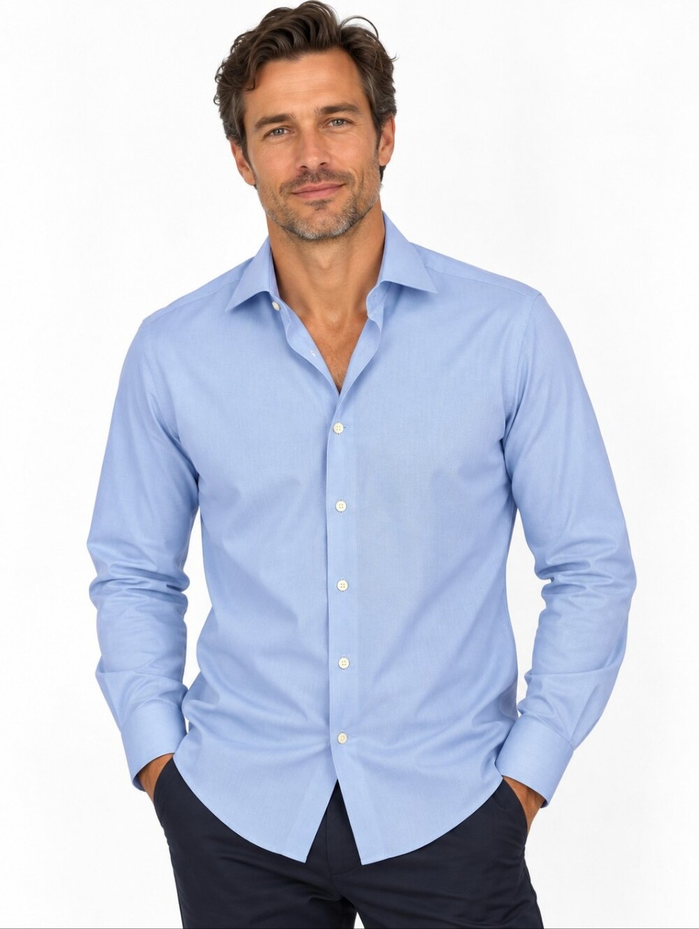 Doppelganger Roma Light Blue Solid Men's Button Down Shirt Size 15 38 NEW